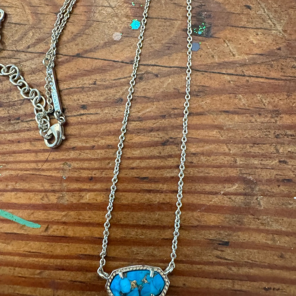 Kendra Scott Gold Necklace with Turquoise Pendant